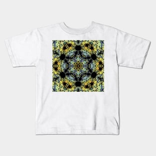 Dot Mandala Flower Yellow Blue and Grey Kids T-Shirt